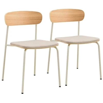 Afbeelding van Oviala Set van 2 stapelbare beige houten stoelen