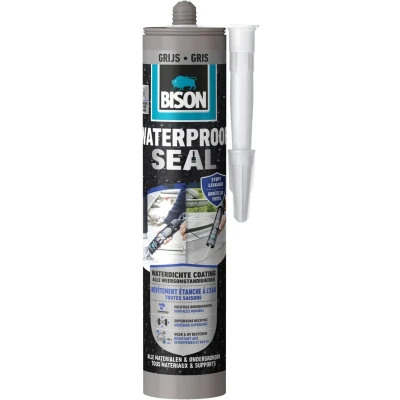 Afbeelding van Bison Waterproof Seal grijs koker 290 ml, waterdichte coating, alle weeromstandigheden, waterdicht maken, dakovergangen, carports, caravans, dakgootreparatie