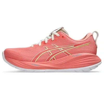 Afbeelding van Asics Gelcumulus 27 Hardloopschoenen voor op de weg, Dames, Maat: 37.5, Guava/lime green Textiel