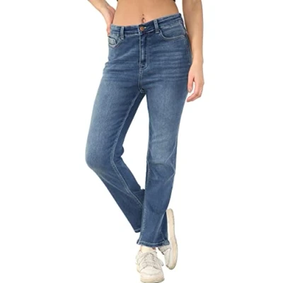 Afbeelding van MYT Stretch jeans voor dames, hoge taille, regular fit, maat 38 52, Gemiddelde wassing.