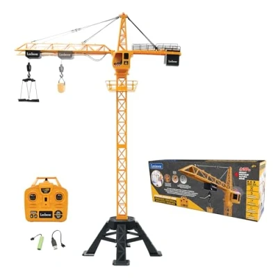 Afbeelding van Lexibook, Crosslander® Pro, RC Crane, op afstand bestuurbare reuzenkraan, hoogte 1,28 m, tilt tot 500 g, multidirectioneel, geluids en lichteffecten, geel, RCP35
