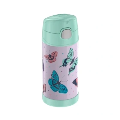 Afbeelding van Thermos Funtainer Fles met rietje, vlindermotief, 0,35 l