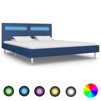 Afbeelding van Bedframe met LED stof blauw 160x200 cm