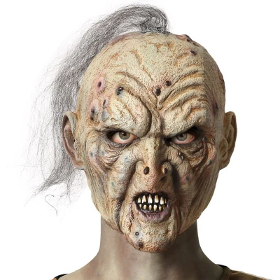 Afbeelding van Halloween/horror eng verkleed masker Ork/zombie/monster/duivel wit/pukkels volwassenen Latex