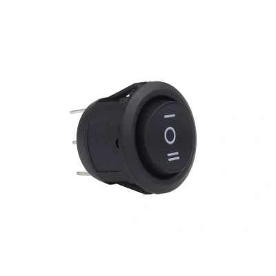 Afbeelding van AMiO Inbouw Schakelaar 12/230V Drukknop Aan/Uit/Aan (3 standen) Zwart