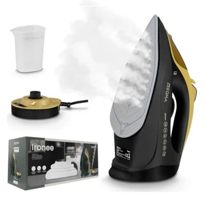 Image de ZEEGMA Ironee Fer à Repasser Vapeur Sans Fil 2600W, Semelle Céramique, Fonction Cordon ou Fil, Jet de 30 g/min, Réservoir 320 ml, Anti Calc, Drip, Arrêt Automatique