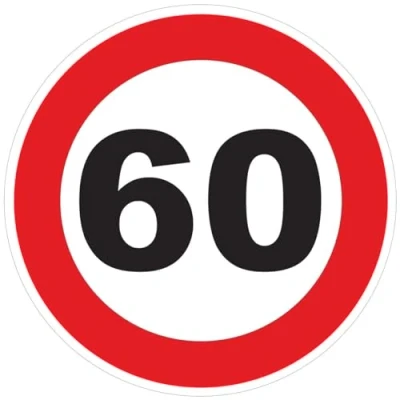 Afbeelding van Sticker Snelheidsbeperking Autocars Rode Cirkel Tractor Zware Gewichten Beperkingsschijf Snelheid Vrachtwagen 60 km/u Zelfklevend 20 cm Diameter