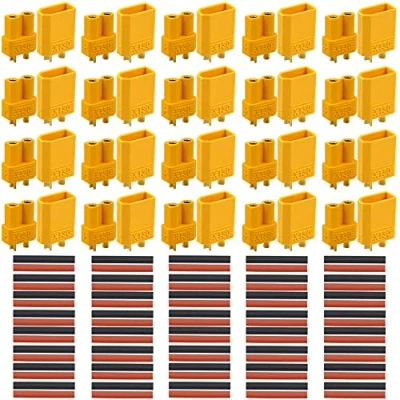 Afbeelding van QitinDasen 20 Paar Premium XT30 Batterij Connector, Mannelijke Vrouwelijke Bullet Connector Adapter Plug Socket met Krimpbare Tube, voor RC Lipo