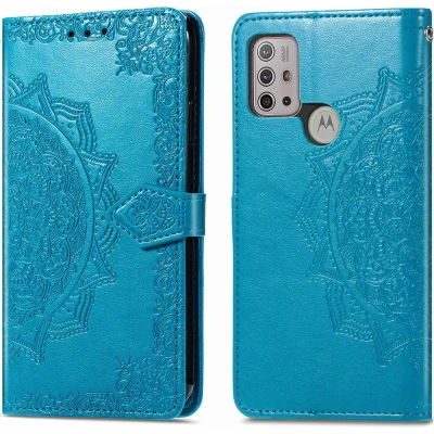 Afbeelding van iMoshion Hoesje Geschikt voor Motorola Moto G30 / G20 G10 Power Met Pasjeshouder Mandala Bookcase Turquoise