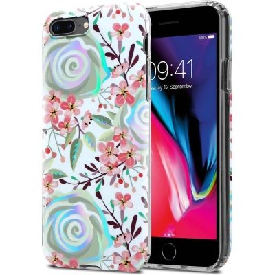 Afbeelding van Cadorabo Hoesje geschikt voor Apple iPhone 7 PLUS / 7S 8 in PERZIK BLOESEMS Beschermhoes gemaakt van TPU siliconen Case Cover met bloemenmotief