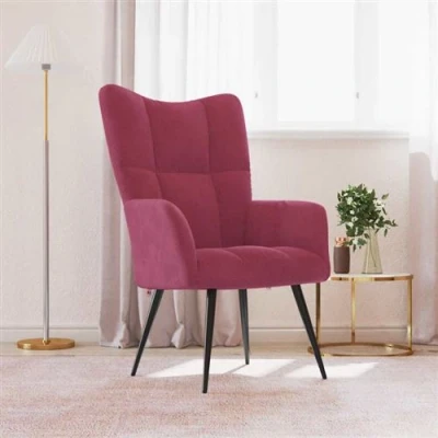 Image de vidaXL Chaise de relaxation Rouge bordeaux Velours4016815