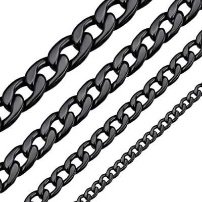 Afbeelding van ChainsHouse Halsketting, heren, 316L roestvrij staal, Cubaanse pantserketting, zilver/goud/zwart, breedte 5/9/12/15 mm, lengte 36/46/51/55/61/66/71/76 cm, sieraden, jongens, meisjes, cadeau, verjaardag