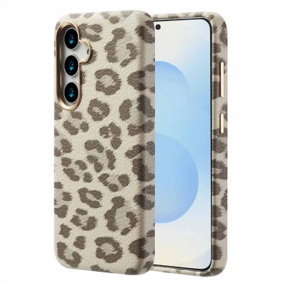 Afbeelding van Selencia Hoesje geschikt voor Samsung Galaxy S25 Sabi Backcover panterprint MagSafe Soft Ivory
