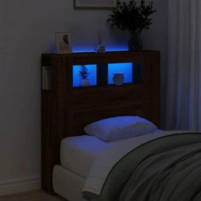 Afbeelding van Hoofdeinde met LED 100x18,5x103,5 cm bewerkt hout bruineiken