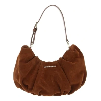 Afbeelding van MANDARINA DUCK Leren Schoudertas Velvet Plisse Wrist Bag Caramel Cafe Lichtbruin