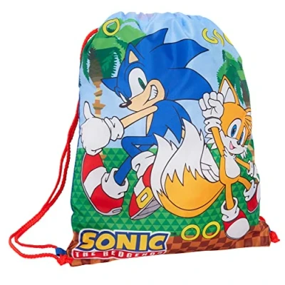 Afbeelding van Sonic The Hedgehog Tas met trekkoord voor gamers, gymtas jongens, zwemtas kinderen, schoolrugzak, Blauw/Geel,