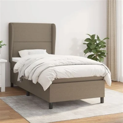 Image de vidaXL Sommier à lattes de lit avec matelas Taupe 80x200 cm Tissu