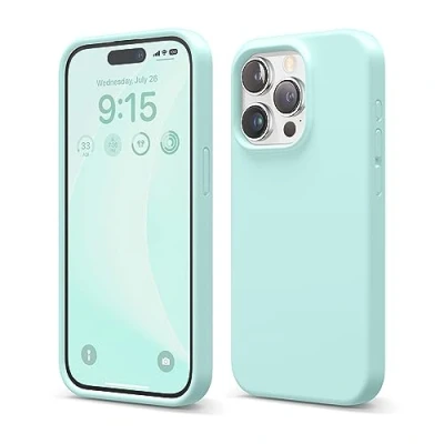 Afbeelding van elago Liquid siliconen hoesje compatibel met iPhone 15 Pro van hoge kwaliteit, integraal beschermend omhulsel [4 laags schokbestendige structuur], zachte anti kras microvezel voering (Aquatic Sky)