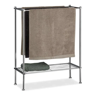 Afbeelding van Relaxdays handdoekhouder chroom handdoekenrek 3 handdoekdragers badkamerrek zilver