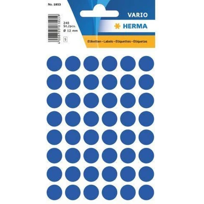 Afbeelding van Huismerk Herma 1853 Etiket Rond 12mm Donkerblauw Pakje met 5 velletjes stickers