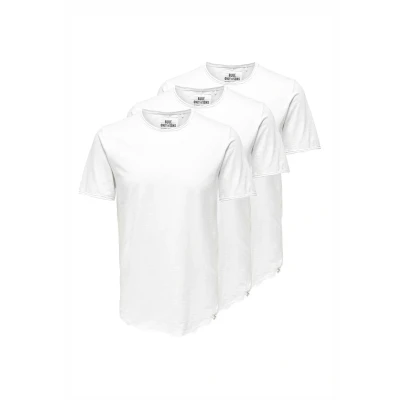 Afbeelding van Only &amp; Sons 3ER PACK Tshirt basic, Heren, Maat: Small, Weiß