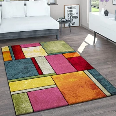 Afbeelding van Paco Home Vloerkleed Woonkamer Laagpolig Vintage Handgemaakt Contour Gesneden 3D Gemêleerd 120x170 cm