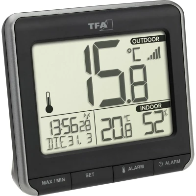 Afbeelding van TFA Dostmann PRIO Draadloze thermometer digitaal Zwart, Wit