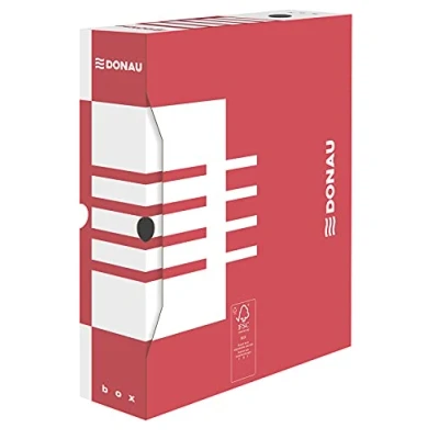 Afbeelding van DONAU 7660301FSC 04 archiefdozen van gerecycled karton, A4/80 mm/B, rood, 20 stuks