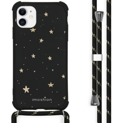 Afbeelding van iMoshion Hoesje met Koord Geschikt voor iPhone 11 Design Goud / Zwart Stars Gold