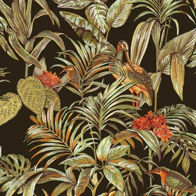 Afbeelding van Behang Bird of Paradise zwart