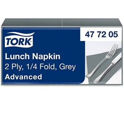 Afbeelding van Servetten Tork 2 laags 1/4 gevouwen 200st grijs 477205