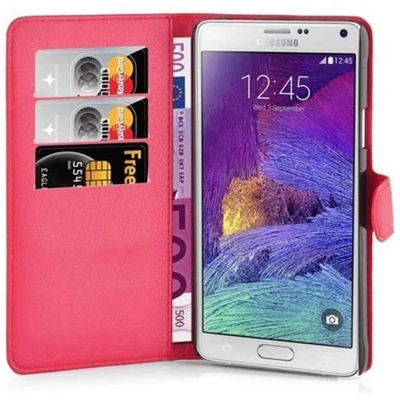 Afbeelding van Cadorabo Hoesje geschikt voor Samsung Galaxy NOTE 4 in KARMIJN ROOD Beschermhoes met magnetische sluiting, standfunctie en kaartvakje Book Case Cover Etui