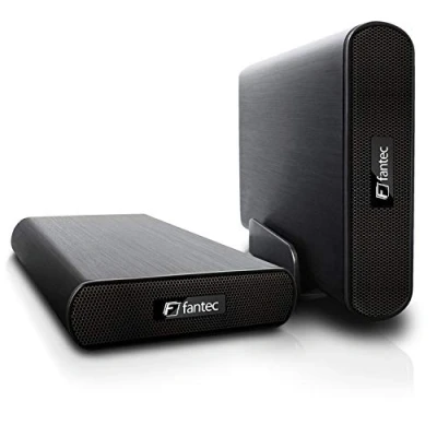 Afbeelding van FANTEC DB AluAir U2e externe harde schijf behuizing (voor montage 8,89 cm (3,5 inch) SATA schijf, USB 2.0 en eSATA met One Touch Backup functie, zwarte aluminium