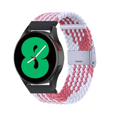 Afbeelding van Braided nylon bandje Wit / roze Xiaomi Mi Watch S1 Pro Active S2