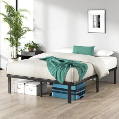 Afbeelding van Zinus Caleb Bed 140 x 200 cm, hoogte 36 met opbergruimte onder het bed, metalen bedframe, inklapbaar, zwart