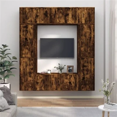 Afbeelding van vidaXL 8 delige Tv meubelset bewerkt hout gerookt eikenkleurig