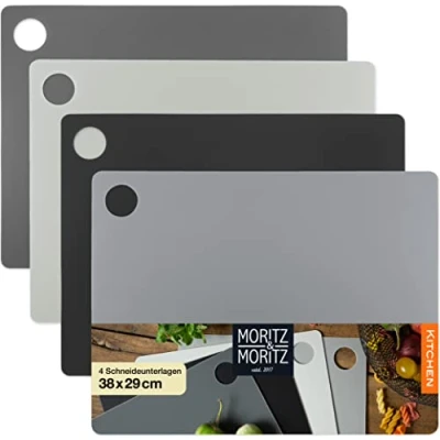 Afbeelding van Moritz &amp; snijmat voor keuken, set van 4, 38 x 29 cm, keukensnijmat snel werken, snijplank flexibel kunststof