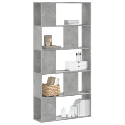 Afbeelding van Boekenkast 5 laags 80,5x23,5x162,5 cm bewerkt hout betongrijs