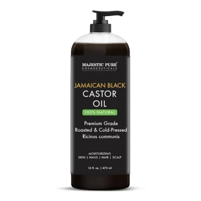 Afbeelding van Majestic Pure Jamaicaanse zwarte castorolie voor haargroei en natuurlijke verzorging, geroosterd koudgeperst, massage, hoofdhuid, haar nagels, 473 m