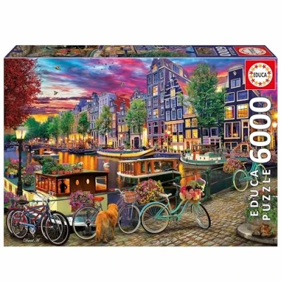 Afbeelding van Educa Puzzel van 6000 stukjes voor volwassenen Ciclismo en Ámsterdam. Inclusief dienstverlening pieza perdida. Medida: 156 x 107 cm. Vanaf 14 jaar (20330)