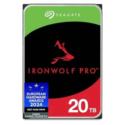 Afbeelding van Seagate IronWolf Pro 20 TB, interne harde schijf NAS HDD CMR, 3,5 inch, SATA 6 GB/s, 7200 tpm, 256 MB cache, eenvoudig te openen (ST20000NTZ01)