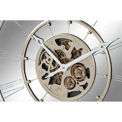 Afbeelding van Muurklok Home ESPRIT Champagne Ijzer Spiegel 67 x 8 cm