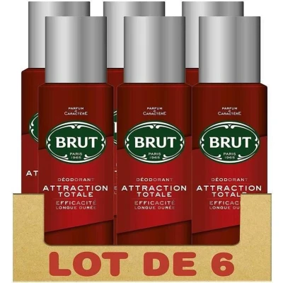 Afbeelding van BRUT Lot de 6 Homme Deodorants Total Attraction Spray Effectiveness 200ml