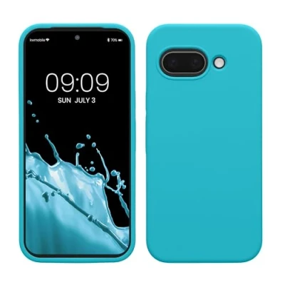 Afbeelding van kwmobile telefoonhoesje geschikt voor Google Pixel 9a Hoesje met siliconen coating Smartphone case in ijsblauw