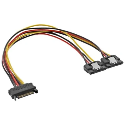 Image de Câble Y d&#039;alimentation InLine® SATA femelle à 2x mâle 0.3m