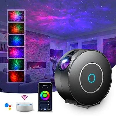 Afbeelding van SUPPOU Led projector, Alexa sterrenhemel, nachtlampje, 3D, Galaxy, sterrenprojector, lamp voor kinderen en volwassenen, met RGB dimmer, spraakbediening, wifi verbinding, compatibel Google