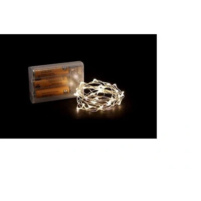 Afbeelding van Microlight LED 2 m 40 warm witte lampjes zilverdraad batterijen niet meegeleverd
