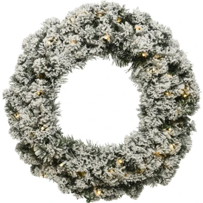 Afbeelding van Kerstkrans / Deurkrans 35CM met LED verlichting en sneeuweffect 20 lampjes