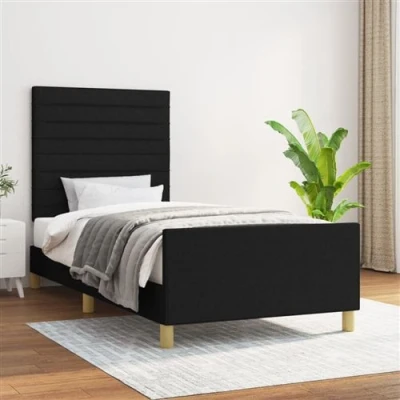 Afbeelding van vidaXL Bedframe met hoofdbord stof zwart 80x200 cm