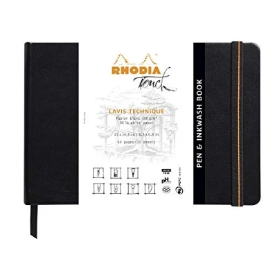 Afbeelding van Rhodia Touch Pen&amp;Inkwash book A5 wit papier